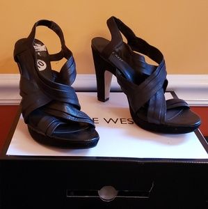 Nine West Strappy Black High Heel Sandals